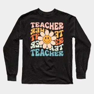 Teacher Daisy Colorful Elementary School Teacher Long Sleeve T-Shirt